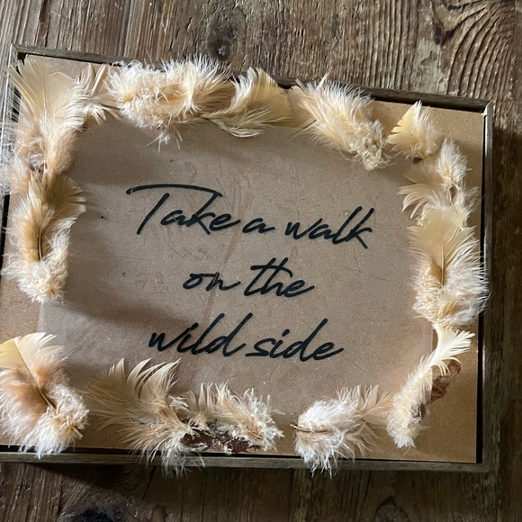 Handmade art with feathers floating frame 11x14 - Picture 5 of 6